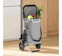 vidaXL Carrello della spesa Pieghevole Grigio 36.5 x 46.5 x 100.5 cm