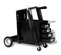 vidaXL Carrello di Saldatura con 4 Cassetti Neri