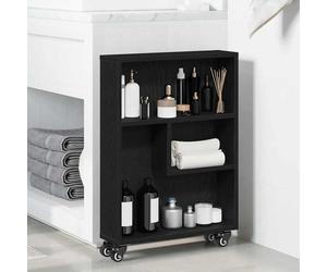 vidaXL Carrello di Stoccaggio Stretto Rovere Nero 48 x 13 x 68 cm