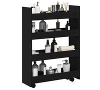 vidaXL Carrello di Stoccaggio Stretto Rovere Nero 60 x 20 x 82 cm, Carrello da Cucina Moderno, Carrello Rotante Compatto, Organizer Resistente per spazi ristretti, in Legno ingegnerizzato