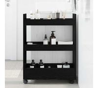 vidaXL Carrello di Stoccaggio Stretto Rovere Nero 60 x 22 x 80 cm