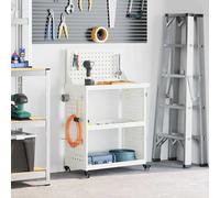vidaXL Carrello per Attrezzi con lo scaffale Bianco 65 x 35 x 111 cm
