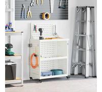 vidaXL Carrello per Attrezzi con lo scaffale Bianco 65 x 35 x 111 cm
