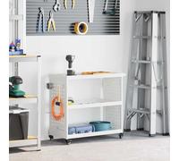 vidaXL Carrello attrezzi in acciaio verniciato bianco, 75 x 35 x 73 cm. Caratteristiche: ruote bloccabili e ruotabili a 360°, include ganci, stile industriale, finitura opaca, adatto per uso interno