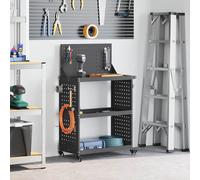 vidaXL Carrello per Attrezzi con lo scaffale Nero 65 x 35 x 111 cm