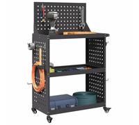 vidaXL Carrello per Attrezzi con lo scaffale Nero 65 x 35 x 111 cm