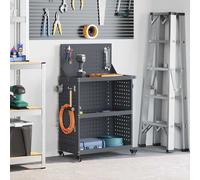 vidaXL Carrello per Attrezzi con ruota Antracite 65 x 35 x 111 cm