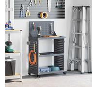 vidaXL Carrello per Attrezzi con ruota Antracite 65 x 35 x 111 cm