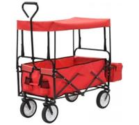 VIDAXL - Carrello Pieghevole a Mano con Tettuccio in Acciaio Rosso