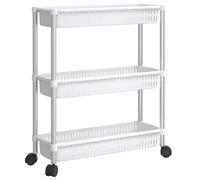 vidaXL Carrello Portaoggetti a 3 Livelli Argento e Bianco in Alluminio