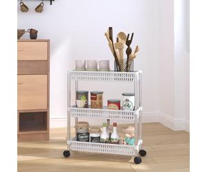 vidaXL Carrello Portaoggetti a 3 Livelli Argento e Bianco in Alluminio