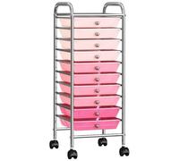 VIDAXL - Carrello Portaoggetti Con 10 Cassetti Rosa Sfumato In Plastica
