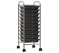 vidaXL Carrello Portaoggetti Mobile con 10 Cassetti Nero in Plastica