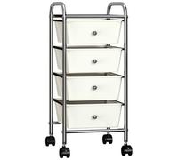 VIDAXL - Carrello Portaoggetti Mobile Con 4 Cassetti Bianco In Plastica