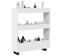 vidaXL Carrello Portaoggetti Stretto a 3 Livelli in Truciolato, Carrello portaoggetti Sottile, Carrello con Ruote, Carrello portaoggetti