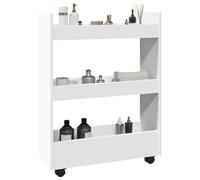 vidaXL Carrello portaoggetti stretto a 3 ripiani bianco in legno ingegnerizzato