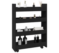 vidaXL Carrello Portaoggetti Stretto a 4 Livelli Nero in Truciolato
