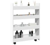 vidaXL Carrello portaoggetti stretto a 4 ripiani bianco in legno ingegnerizzato