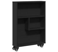 vidaXL Carrello Portaoggetti Stretto Nero 48x13x68 cm in Truciolato, Carrello portaoggetti Sottile, Carrello da Cucina su Ruote, Carrello portaoggetti su Ruote
