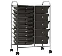 vidaXL Carrello Portaoggetti XXL con 15 Cassetti Nero in Plastica