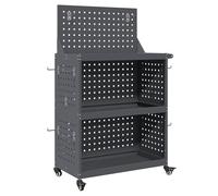 vidaXL Carrello portautensili antracite con bordo superiore e posteriore in acciaio verniciato a polvere Dimensioni: 65 x 35 x 111 cm.