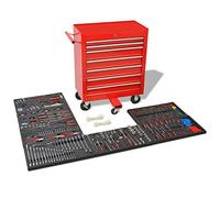 vidaXL Carrello Portautensili con 1125 Utensili Acciaio Rosso Porta Attrezzi