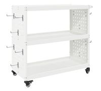 vidaXL Carrello portautensili in acciaio verniciato a polvere, 75 x 35 x 73 cm, girevole a 360°
