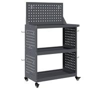 vidaXL Carrello portautensili in antracite con bordo superiore in acciaio verniciato a polvere, 65 x 35 x 111 cm