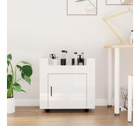 vidaXL Carrello Scrivania bianco lucido 60x45x60 cm Legno Multistrato