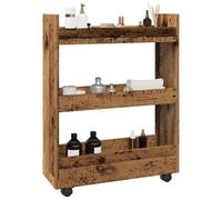 vidaXL Carrello Stretto a 3 Livelli Legno Antico in Truciolato