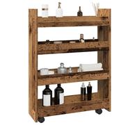 vidaXL Carrello Stretto a 4 Livelli Legno Antico in Truciolato