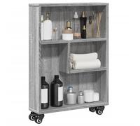 vidaXL Carrello Stretto Grigio Sonoma 48x13x68 cm in Truciolato, Carrello portaoggetti Sottile, Carrello da Cucina su Ruote, Carrello portaoggetti su Ruote