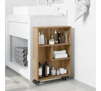 vidaXL Carrello Stretto Rovere Artigianale 48x13x68 cm in Truciolato, Carrello portaoggetti Sottile, Carrello da Cucina su Ruote, Carrello portaoggetti su Ruote