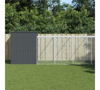 vidaXL Casetta Cani con Corsa Antracite 214x1273x181cm Acciaio Zincato