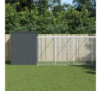 vidaXL Casetta Cani con Corsa Antracite 214x865x181 cm Acciaio Zincato