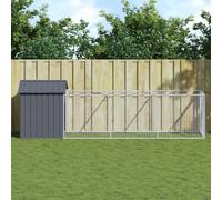 vidaXL Casetta Cani con Tetto Antracite 117x405x123 cm Acciaio Zincato