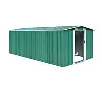 vidaXL Casetta da giardino struttura esterna terrazza balcone prato cortile cortile garage garage tettoia costruzione strumento stoccaggio capannone casa metallo verde