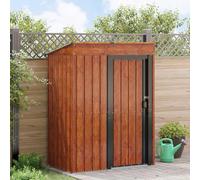 vidaXL Casette da giardino Marrone 137 x 81 x 180 cm Metallo, Giardino e terrazzo, capanno metallico rettangolare, ripostiglio resistente per attrezzi e organizzazione