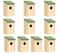 VIDAXL - Casette per Uccelli 10 pz in Legno Massello di Abete 12x12x22cm