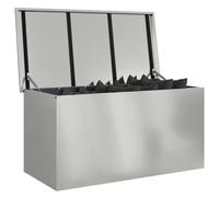 vidaXL Scatola di Stoccaggio Esterno Argento 100 x 50,5 x 50 cm, Cassa da Giardino, armadietto Rettangolare, Mobile Resistente al Tempo, organizzatore in Acciaio, Soluzione duratura