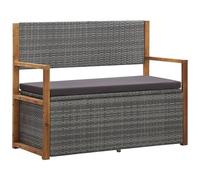 VIDAXL - Cassapanca 110 cm in Polyrattan e Legno Massello Acacia Grigia
