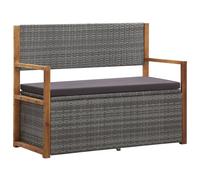 vidaXL Cassapanca 115 cm in Polyrattan e Legno Massello Acacia Grigia