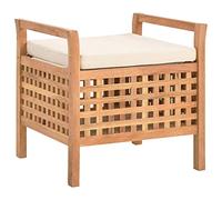 vidaXL Cassapanca con Cuscino Elegante Pratica Bauletto Cassa Panca Panchina Ingresso 49x48x49 cm Colore Naturale Legno Massello di Noce