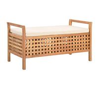 vidaXL Cassapanca con Cuscino Elegante Pratica Bauletto Cassa Panca Panchina Ingresso 93x49x49 cm Colore Naturale Legno Massello di Noce