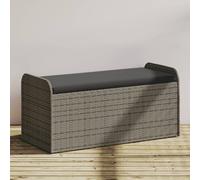 vidaXL Cassapanca con Cuscino Grigia 115x51x52 cm in Polyrattan