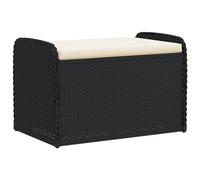 vidaXL Cassapanca con Cuscino Nera 80x51x52 cm in Polyrattan
