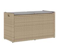 vidaXL Cassapanca da Esterno con Cuscino Beige 100 cm in Polyrattan, Panca da Giardino, Panca da Esterno, Panca Esterna con Contenitore