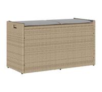 vidaXL Cassapanca da Esterno con Cuscino Beige 100 cm in Polyrattan, Panca da Giardino, Panca da Esterno, Panca Esterna con Contenitore