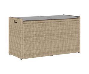 vidaXL Cassapanca da Esterno con Cuscino Beige 100 cm in Polyrattan, panca da giardino, panca da esterno, panca esterna con contenitore