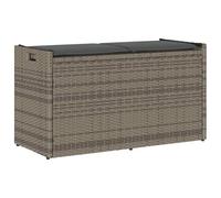 vidaXL Cassapanca da Esterno con Cuscino Grigia 100 cm in Polyrattan, Panca da Giardino, Panca da Esterno, Panca Esterna con Contenitore